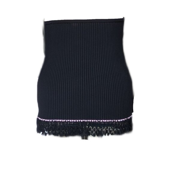 Black and Pink Ribbed Mini Skirt - Picture 2 of 5